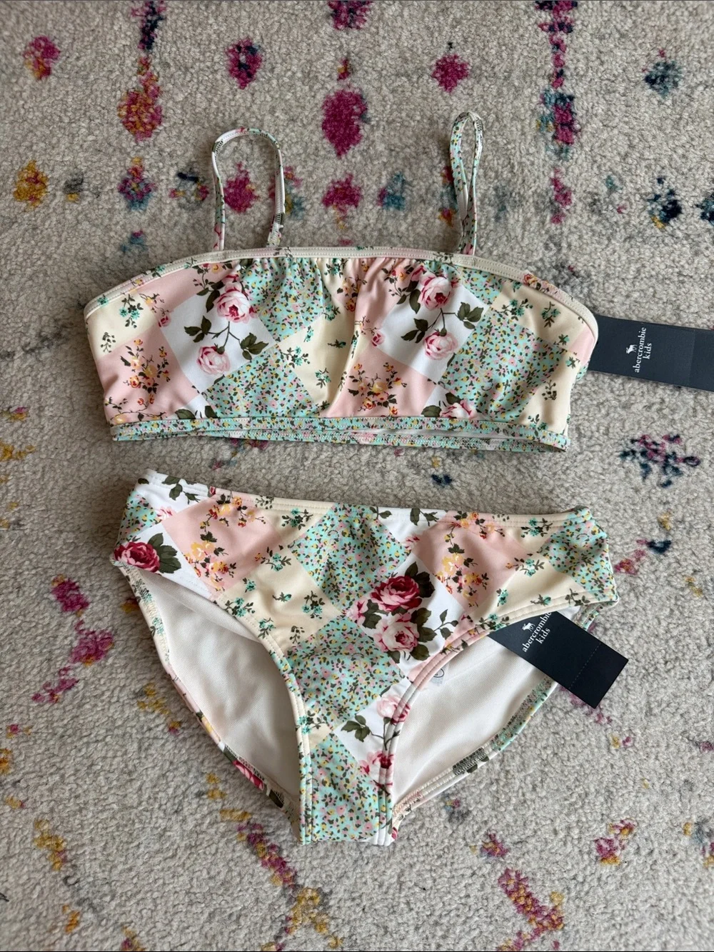 Abercrombie Kids Floral Patchwork Girls' Bikini Set - Pink sz 9/10